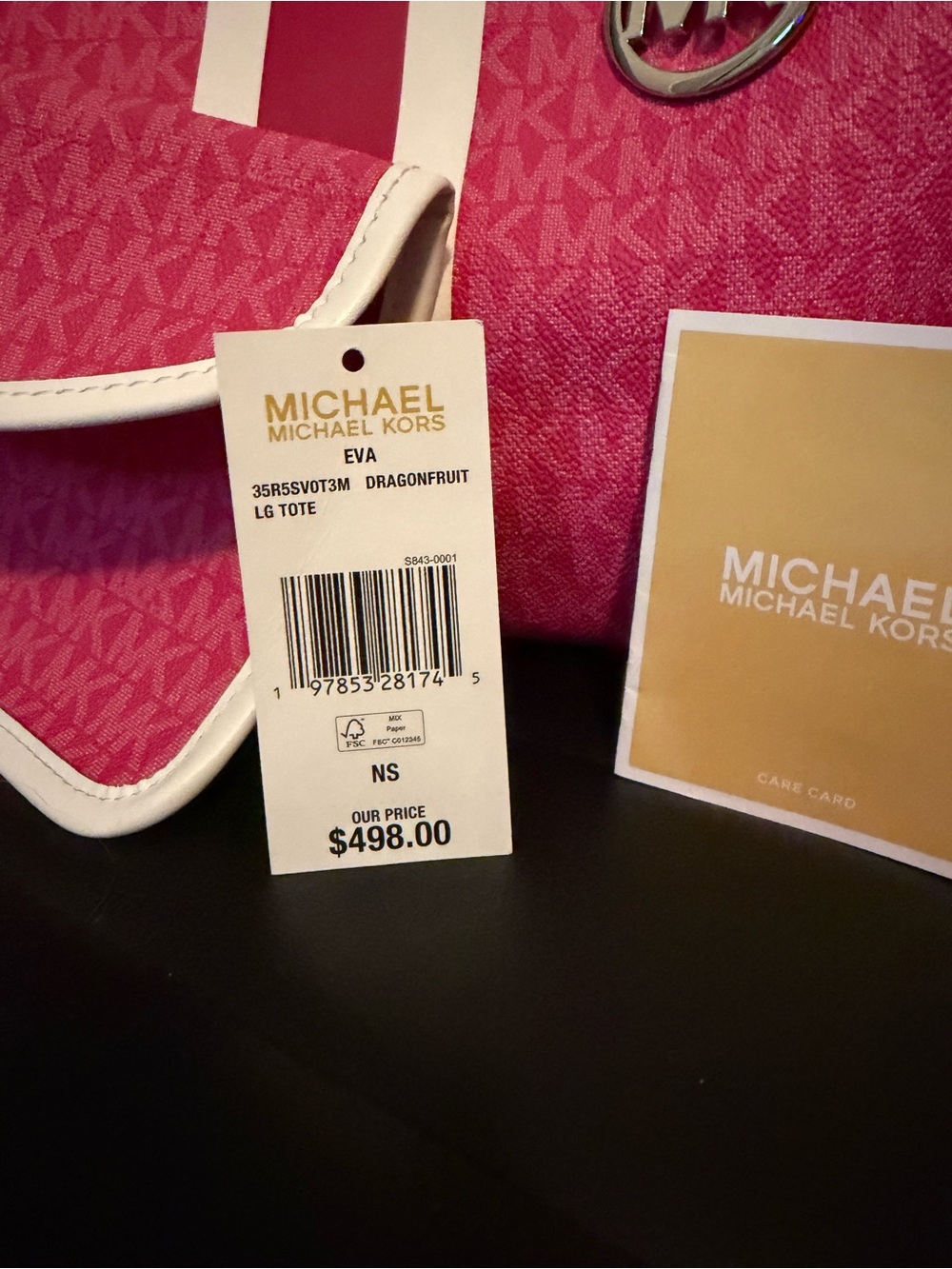 Michael Kors Fuchsia and White Tote with Pouch - Picture 2 of 11